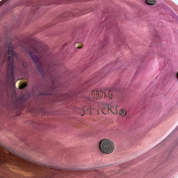 Sticks Handmade Lazy Susan 20" Wine and Cheese Wood Burned Hand Painted - Picture 3 of 10